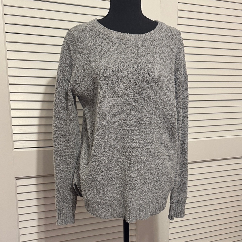 Pink Clover Heather Gray Crew Neck Sweater